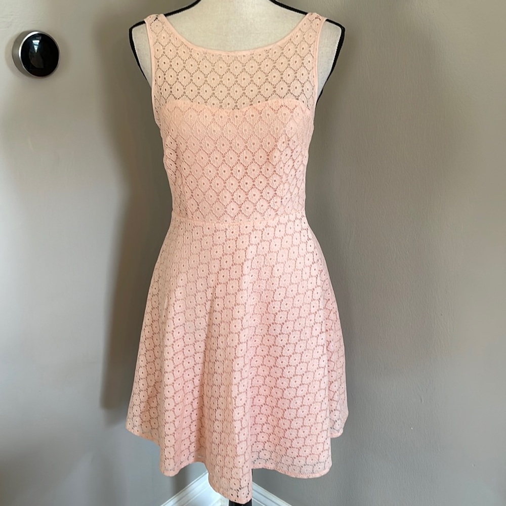 Betsey Johnson Blush Pink Lace Fit-and-Flare Dress